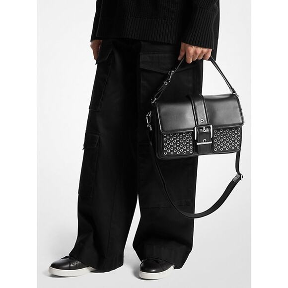 Michael Kors Colby Medium Grommeted Leather Messenger Bag Unisex NWT - Picture 2 of 8